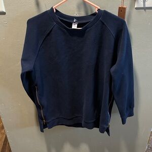 Anrabess Navy Sweatshirt with Side Zippers